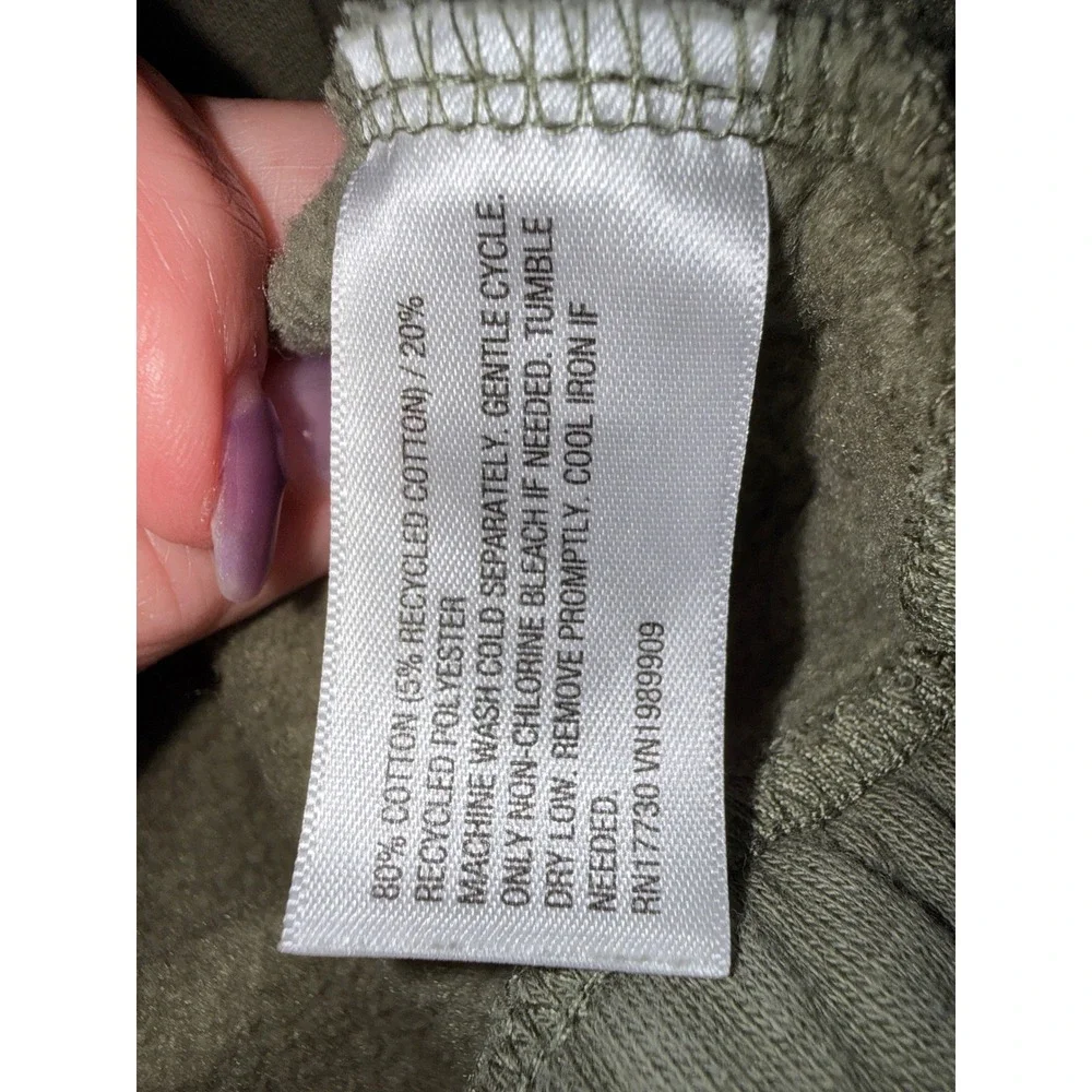 JoyLab Womens Olive Green Cropped Crewneck Sweatshirt Elastic Hem Size M - Picture 5 of 11